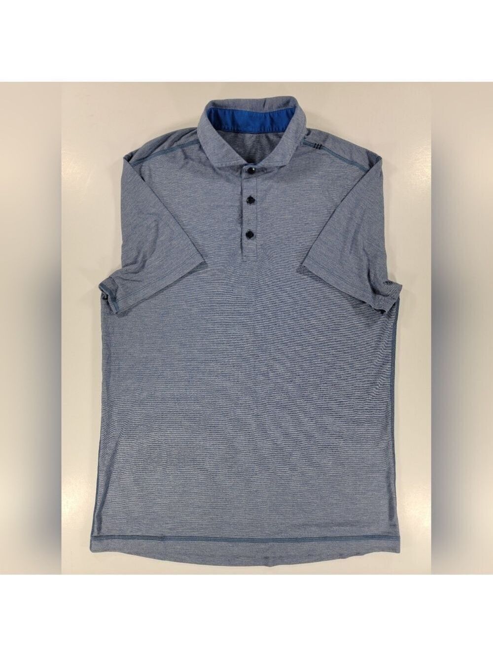 Lululemon Shirt Men's Medium Blue Evolution Polo Active Stretch Short Sleeve
